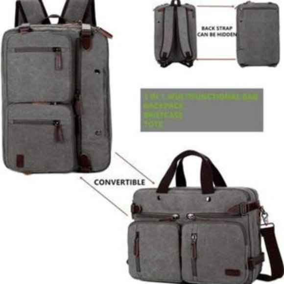 NEW Convertible Briefcase Backpack Grey - Picture 4 of 8